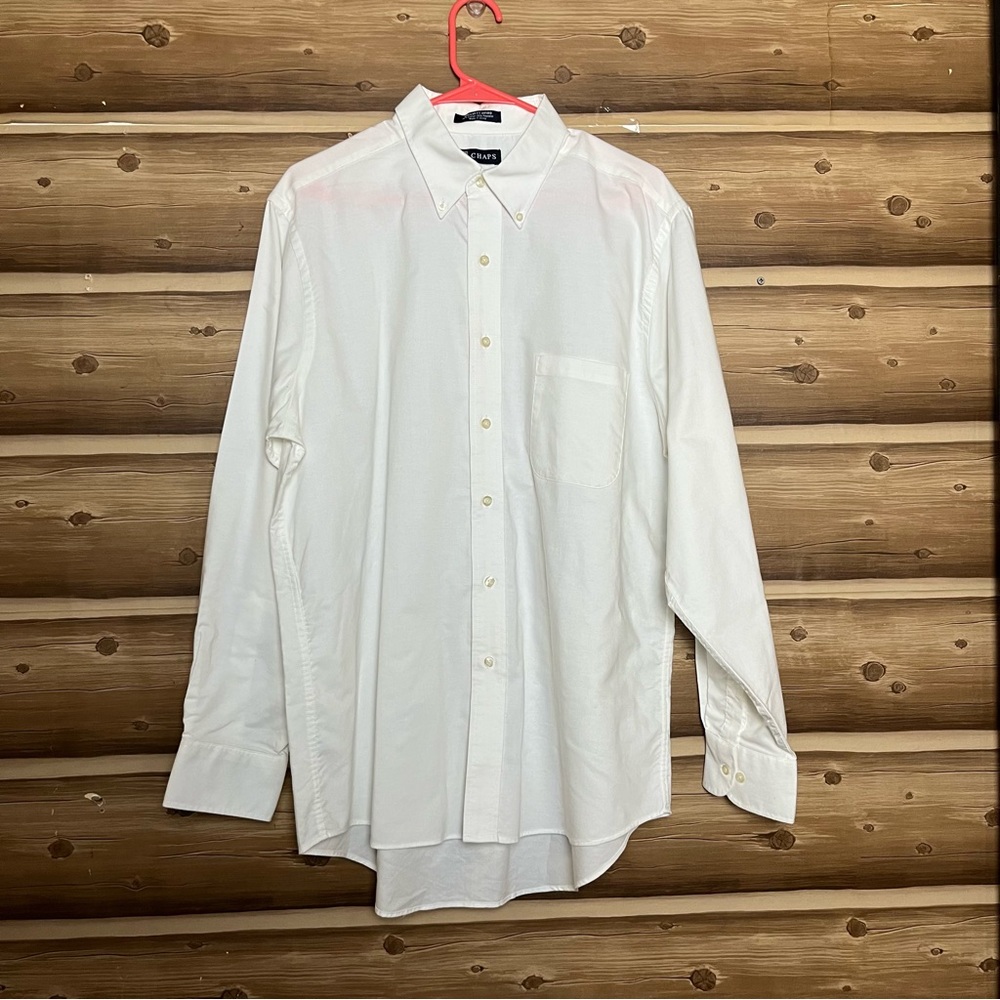 Chaps long sleeve‎ bottoms down cream shirt size large 16-1/2